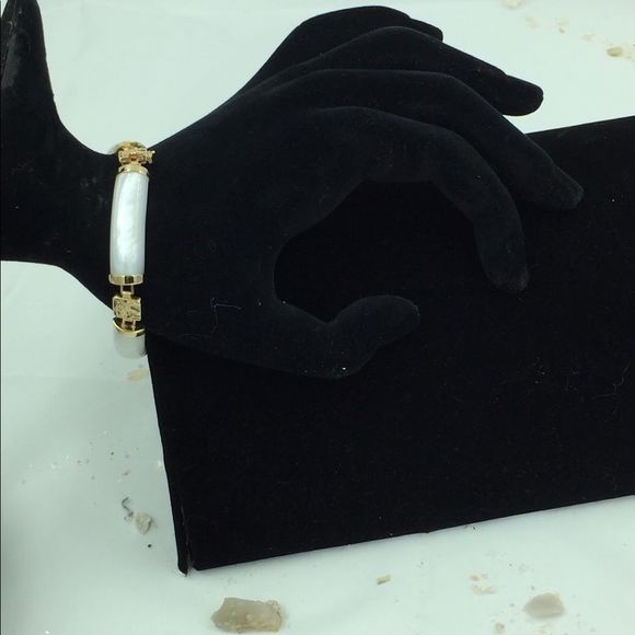 14K Gold MOP & Dragon Link Bracelet 7”
